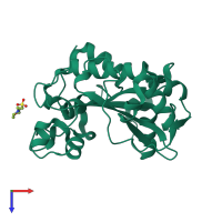 PDB entry 2pqx coloured by chain, top view.