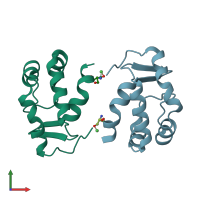 PDB 2pr0 coloured by chain and viewed from the front.