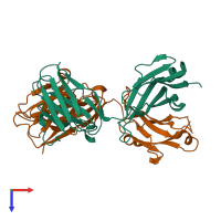 PDB entry 2pr4 coloured by chain, top view.