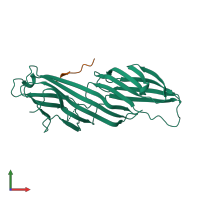 PDB entry 2pr9 coloured by chain, front view.