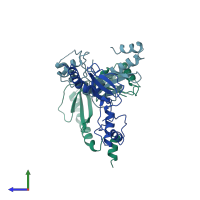 PDB entry 2pro coloured by chain, side view.