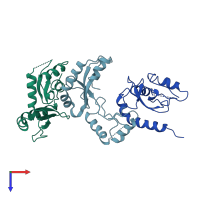 PDB entry 2pro coloured by chain, top view.