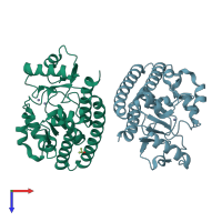 PDB entry 2prs coloured by chain, top view.