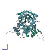 PDB entry 2prv coloured by chain, side view.