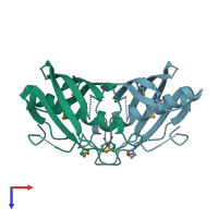 PDB entry 2prx coloured by chain, top view.