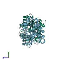 PDB entry 2ps1 coloured by chain, side view.