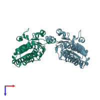 PDB entry 2ps3 coloured by chain, top view.