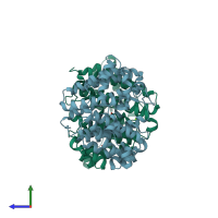 PDB entry 2ps4 coloured by chain, side view.