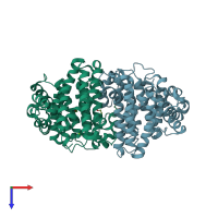 PDB entry 2ps4 coloured by chain, top view.