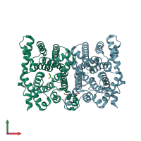 PDB entry 2ps5 coloured by chain, front view.