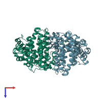 PDB entry 2ps5 coloured by chain, top view.