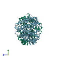 PDB entry 2ps6 coloured by chain, side view.