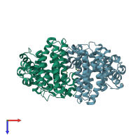 PDB entry 2ps6 coloured by chain, top view.