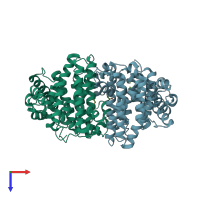 PDB entry 2ps8 coloured by chain, top view.