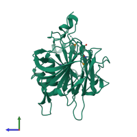 PDB entry 2psb coloured by chain, side view.