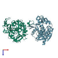 PDB entry 2psf coloured by chain, top view.