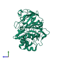 PDB entry 2psg coloured by chain, side view.