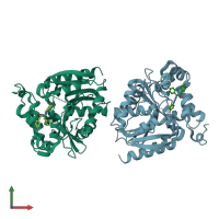 PDB entry 2psj coloured by chain, front view.