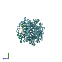 PDB entry 2psj coloured by chain, side view.