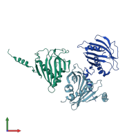 PDB entry 2pso coloured by chain, front view.