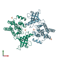 PDB entry 2psq coloured by chain, front view.