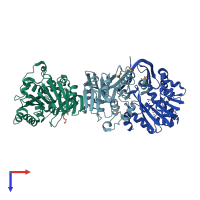 PDB entry 2pss coloured by chain, top view.