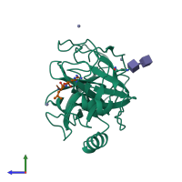 PDB entry 2psy coloured by chain, side view.