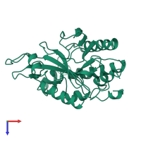 PDB entry 2ptd coloured by chain, top view.