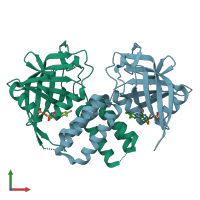 PDB entry 2ptf coloured by chain, front view.