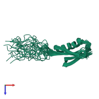 PDB entry 2ptl coloured by chain, ensemble of 21 models, top view.