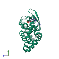 PDB entry 2ptm coloured by chain, side view.