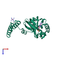 PDB entry 2ptm coloured by chain, top view.