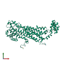 PDB entry 2pts coloured by chain, front view.