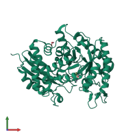 PDB entry 2pty coloured by chain, front view.