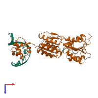 PDB entry 2pug coloured by chain, top view.