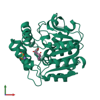 PDB entry 2puj coloured by chain, front view.