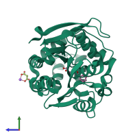 PDB entry 2puj coloured by chain, side view.
