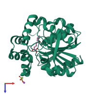 PDB entry 2puj coloured by chain, top view.