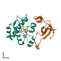 PDB entry 2puo coloured by chain, front view.