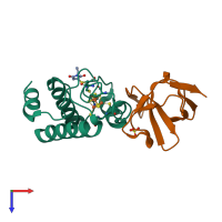 PDB entry 2puo coloured by chain, top view.
