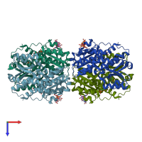 PDB entry 2put coloured by chain, top view.
