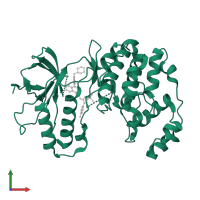 Mitogen-activated protein kinase 14 in PDB entry 2puu, assembly 1, front view.