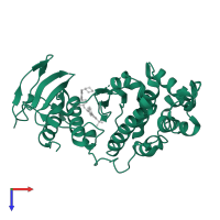 Mitogen-activated protein kinase 14 in PDB entry 2puu, assembly 1, top view.