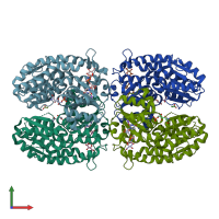 PDB entry 2puv coloured by chain, front view.