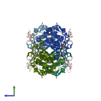 PDB entry 2puv coloured by chain, side view.
