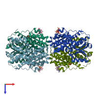 PDB entry 2puv coloured by chain, top view.