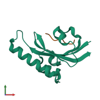 PDB entry 2pv1 coloured by chain, front view.