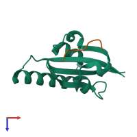 PDB entry 2pv1 coloured by chain, top view.