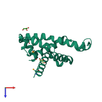 PDB entry 2pv4 coloured by chain, top view.
