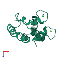 PDB entry 2pvb coloured by chain, top view.